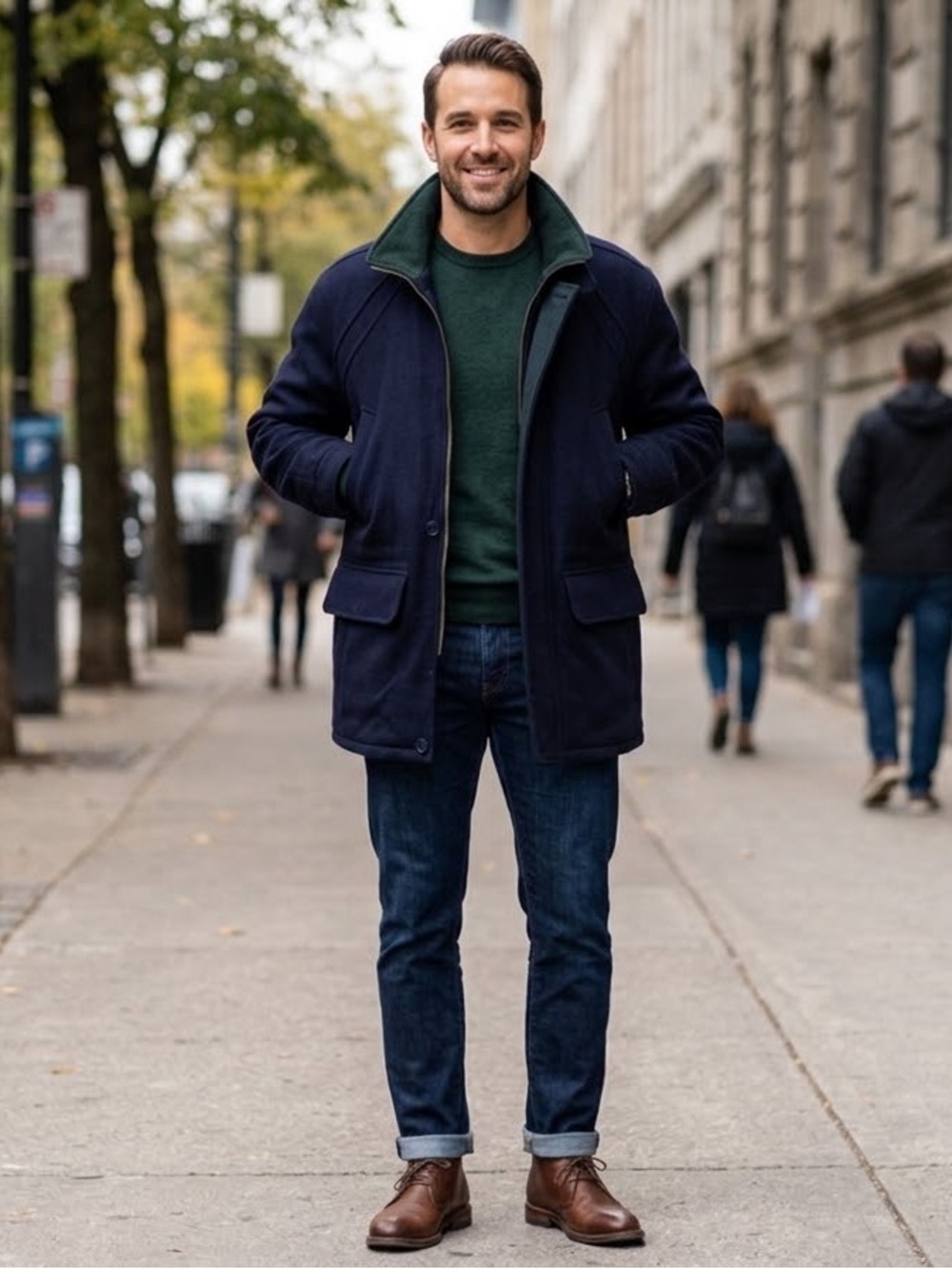 Members Only Wool Blend Pea Coat Size Large